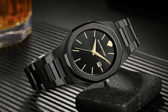 PIERRE RICHARDSON PR5428 Men’s Luxury Watch – Japanese Quartz Movement, Stainless Steel, 41mm, 5ATM Water Resistant, Scratch-Resistant Sapphire Crystal Glass – Classic Dress Watch for Men