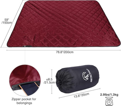 REDCAMP Large Camping Blanket with Sherpa Lining, Cold Weather Warm Outdoor Blanket Windproof for Camping Stadium, Machine Washable 59"x 79" Red