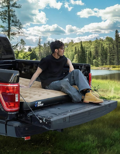 JOYTUTUS Truck Bed Air Mattress for 6.4-6.7Ft with Built-in Air Pump, Full Size Inflatable Mattress Short Beds for Outdoor Camping,with Carry Bag&Cup Holder