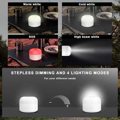 Outdoor Camping Light Portable Tent Light, 4000 mAh Charger Camping Light, Signal Light, Flashlight Light, Hurricane Emergency Light, Power Outage, Home, Hiking (White)