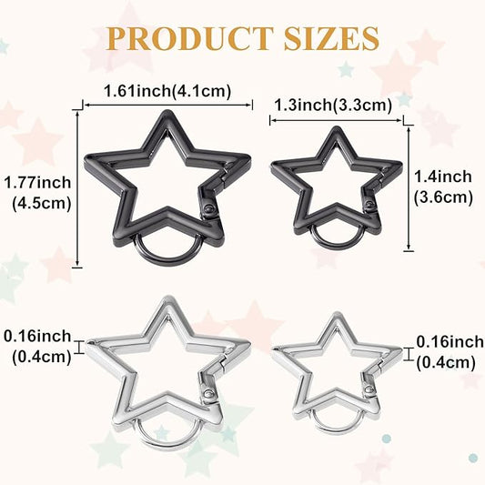 Star Carabiner, Zinc Alloy Heavy Duty Star Shaped Keychain Clip, Carabiner Clip for Camping, Hiking, Fishing
