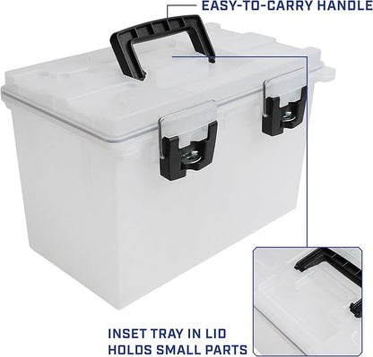 Sheffield 12767 4-Pack XL Ammo Storage Box, Stackable .50 Cal Field Boxes, Water and Dust Resistant, Lockable Storage Box with Handle, Heavy Duty Protection for Hunting Gear, Made in the USA, Frost