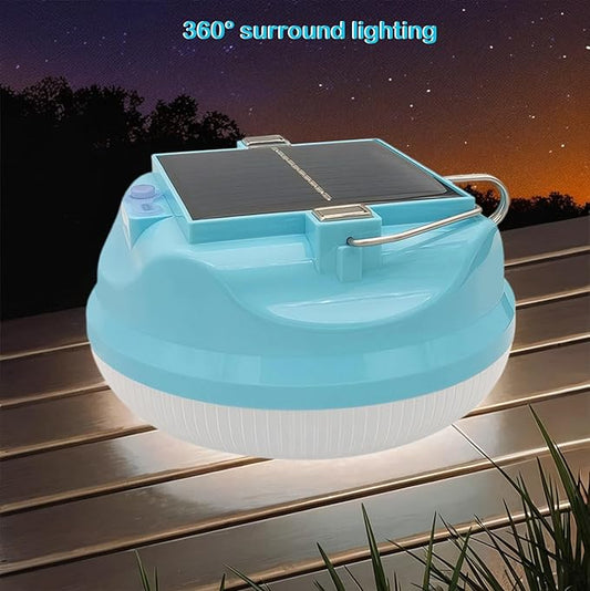 Multi-Functional Emergency LED Light Bulb with USB Charging, Capable to Recharge Mobile Devices , Ideal for Power Outage, Tent Camping, Fishing (Blue-Solar-R145mm)