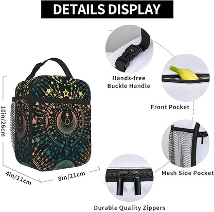 Magical Astrology Moon Star Insulated Lunch Bag Reusable Cooler Lunch Box Portable Leakproof Thermal Container Tote Bags for Girls Boys School Travel