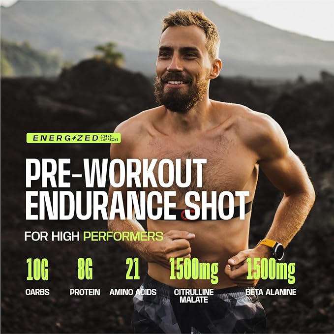 Frog Fuel Ultra Energized Pre Workout Shot & Energy Gel, 120mg Caffeine, 1500mg Beta Alanine, Electrolytes 8g Protein Nano-Hydrolyzed Grass Fed Collagen, 10g Carbs, Berry, 1.2 oz Packets, 24 Pack