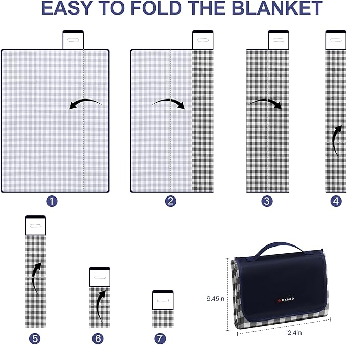 Picnic Blanket Outdoor Extra Large Picnic Mat 80"X60" Camping Blanket Beach Blanket Foldable Waterproof Sand Mat Hiking Travel Family Concerts(Blue)