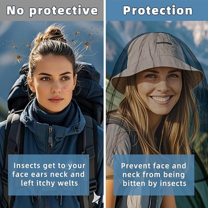 Oversized Mosquito Net 42 x 25 Inches Ultra Large Mosquito Head Net Face Neck Fly Mesh Netting Fits All Hats for Outdoor Camping Hiking Fishing Gardening Safari(Black)