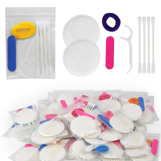50 Pack Disposable Hotels Cosmetic Vanity Kit, Individually Wrapped Amenities Hospitality Makeup Set Accessories for Motels Toiletries Supplies