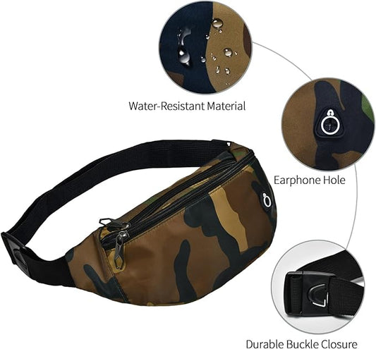Fanny Pack for Men Women, Waterproof Sports Waist Bag Pack, Belt Bag for Travel Hiking Running