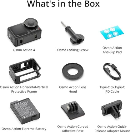 DJI Osmo Action 4 Standard Combo, 4K/120fps Waterproof Action Camera with a 1/1.3-Inch Sensor, Stunning Low-Light Imaging,10-bit & D-Log M Color Performance, Long-Lasting 160 Mins, Outdoor Camera
