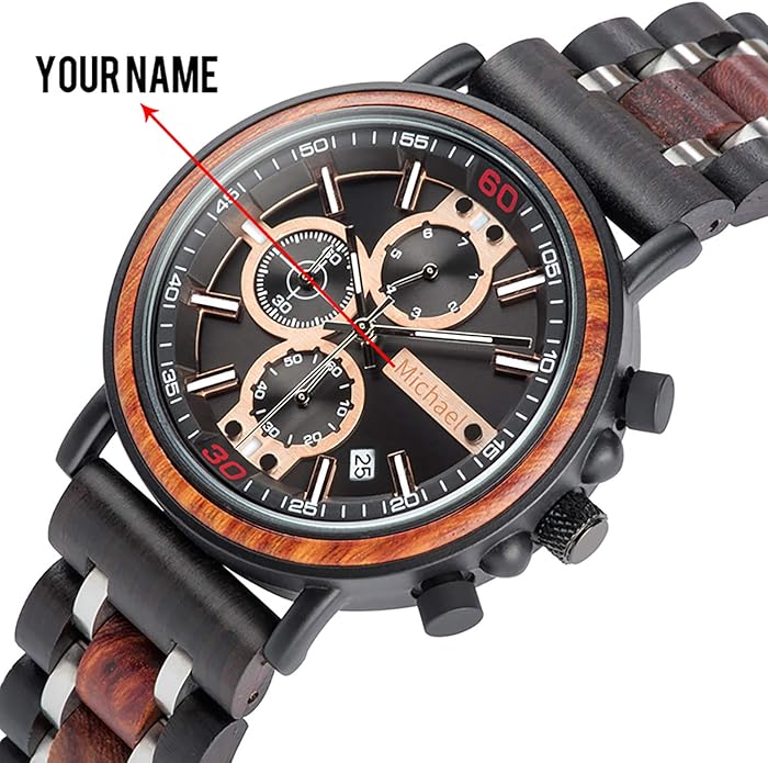 BOBO BIRD S18-1 Personalized Engraved Wood Watch Customized Wooden Watches for Husband Boyfriend Birthday Anniversary
