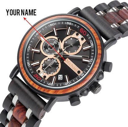 BOBO BIRD S18-1 Personalized Engraved Wood Watch Customized Wooden Watches for Husband Boyfriend Birthday Anniversary