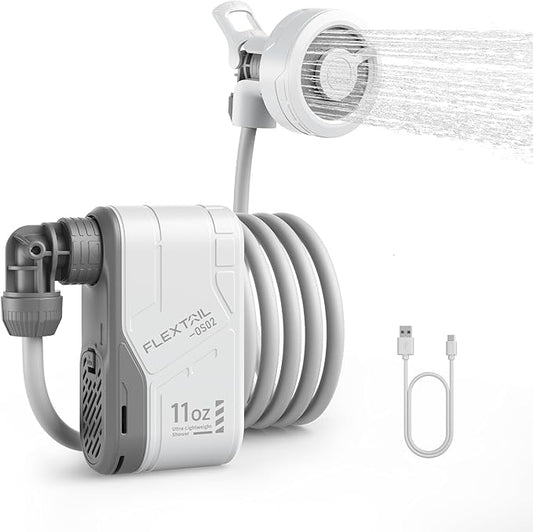 FLEXTAILGEAR MAX Shower Portable Shower for Camping, Rechargeable Outdoor Camping Shower, Portable Shower Pump with USB-C,Shower Pump for Hiking, Car wash, Pet Cleaning, Beach Vacations