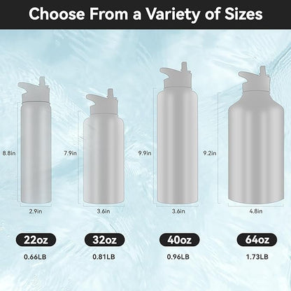 HASLE OUTFITTERS 40oz Stainless Steel Water Bottle, Vacuum Insulated Double Walled Leak Proof Sports Water Bottle with 2 Lids (Straw and Spout Lid) Thermo Mug Keep Cold and Hot(Army Green,1)