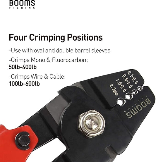 Booms Fishing CP1 Fishing Crimping Pliers, High Carbon Steel Fishing Plier Wire Rope Leader Crimping Tool, 10 inch Crimpers Swager with Ergonomic Handle