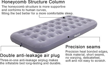 Twin Size Single Camping Air Mattress Bed with Air Pump,Inflatable Air Mattress,Thickened Portable Blow Up Bed,Travel Sleeping Pad for Truck Tent Camping/Home/Hiking(Grey)