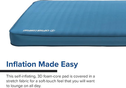 Big Agnes Captain Comfort Deluxe Camp | Supremely Comfortable, All-Weather, Self-Inflating Sleeping Pad