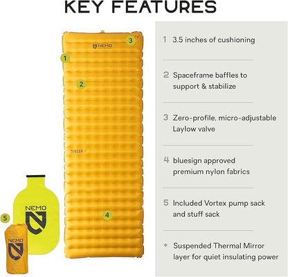 NEMO Equipment Tensor Trail Ultralight Insulated Sleeping Pad - Regular Wide (72"x25") - Mango/Huckleberry