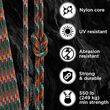 TECEUM Heavy Duty Rope 1000 – 1000ft / 200ft / 100ft / 50ft – 40+ Colors – Utility Rope for Survival & Camping Gear – Nylon String, Camping Rope, para Cord, Utility Nylon Rope, Tent Cord