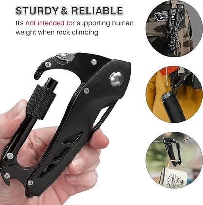 Multitool Carabiner with Pocket Knife, Stocking Stuffers Gifts for Men, EDC Carabiners with Folding Knives, Bottle Opener, Window Breaker and Screwdriver, Survival Gear for Camping Hiking