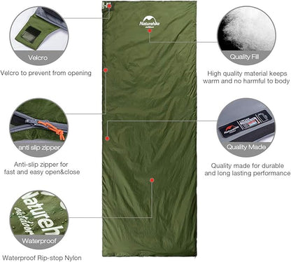 Naturehike Lightweight Compact Sleeping Bag, Envelope Ultralight Backpacking Sleeping Bag Portable, Waterproof, Comfort with Compression Sack for Cold&Warm, Camping, Traveling, Hiking