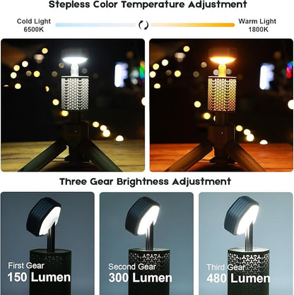 Telescopic Camping Lights,Portable Camping Lantern with Storage Bag,10500mAh Rechargeable Outdoor Adventure Emergency Light,Waterproof LED Work Lights with Magnetic (Dark Green)