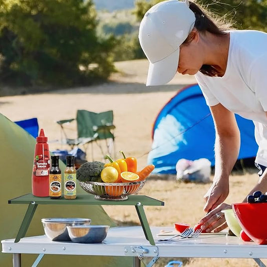 Small Folding Beach Table, Mini Ultralight Camping Table Aluminum, Backpacking Short Table, Green