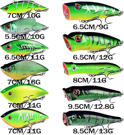 LINGYUE Bass Fishing Lures Kit Set Topwater Hard Baits Minnow Crankbait Pencil VIB Swimbait for Bass Pike Fit Saltwater and Freshwater