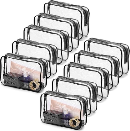 Tbestmax 10 Pack Clear Cosmetic Bags Makeup Bags Portable Waterproof TSA Approved Travel Toiletry Bags Organizer