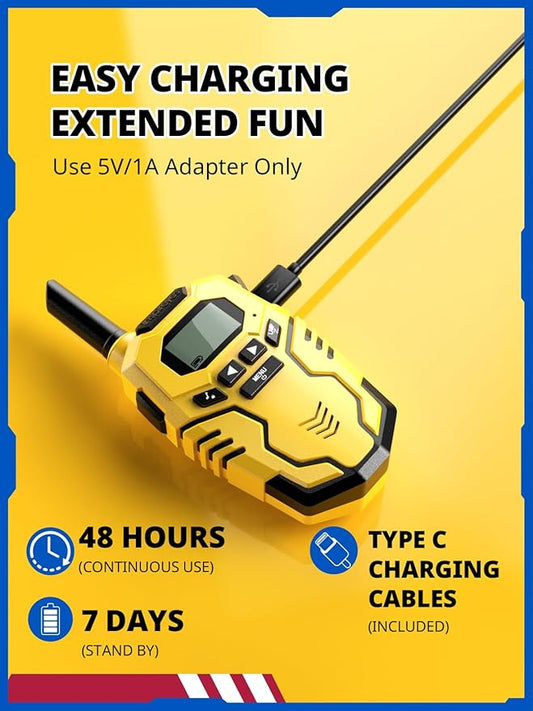 Walkie Talkies Toys for Kids Rechargeable, Long Range 2 Way Radio, Outdoor Camping Games Party Toys for 3 4 5 8-12 Year Old Boys Birthday Xmas Gift for Kids, 3 Pack