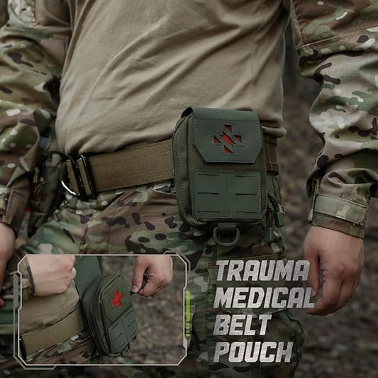 WYNEX Molle IFAK First Aid Pouch, Tactical Medical Trauma Pouch MED EMT Belt Pouch Small Portable Utility Emergency Survival Pack with Immediate Identify Cross for Belt Vest