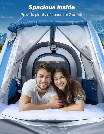 JOYTUTUS Inflatable Truck Bed Tent 5.5-6.5FT with Awning, Includes Air Pump for Quick 30 S Setup, Dual-use Pickup or Camping Tent for 2 Person, Truck Tent with Waterproof Roof Shade and 3 Windows