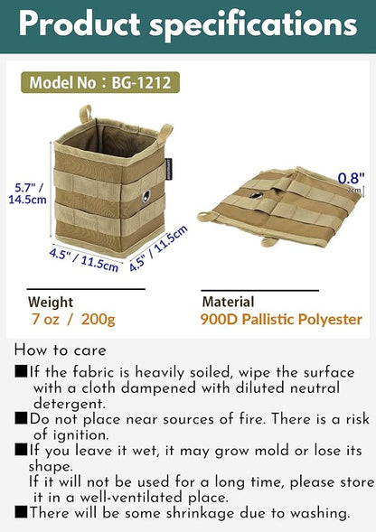 camping moon Storage Box Accessory Small Gear Organizer XS Black BG-1212BK (Coyote)