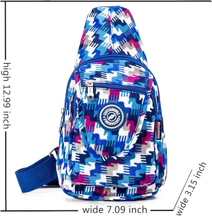 Chrysansmile Sling Bag for Women Men Nylon Crossbody Bags Fanny Packs Flower Print Small Backpack for Travel Hiking