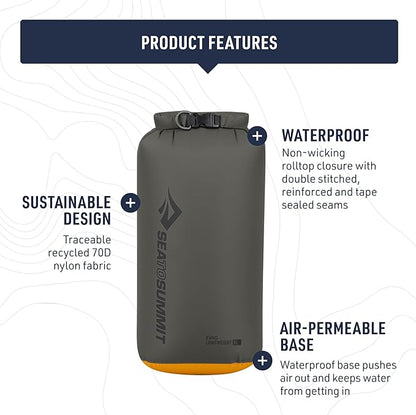 Sea to Summit eVac Dry Bag, Roll-Top Compression Sack, 13 Liter, Beluga Black