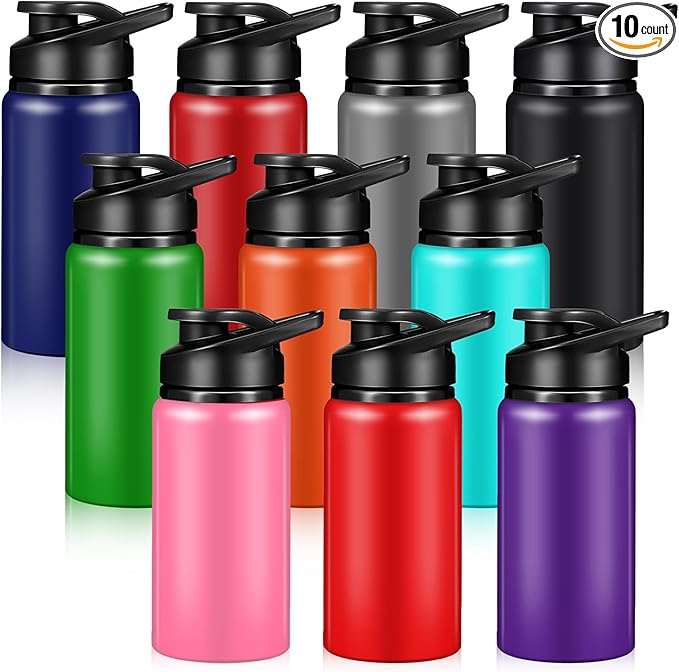 10 Pcs Reusable Aluminum Water Bottles Bulk Multicolor Outdoor Sports Water Bottles for Travel Gym Cycling Camping, Snap Lid