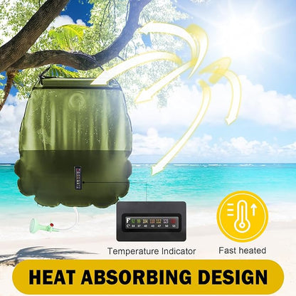 Solar Shower Bag | 5 Gal/20L Solar Heating Camping Shower Bag | Removable Hose | On-Off Switchable Shower Head | Ducha Portatil | Traveling Shower | Portable Shower for Beach Swimming, Hiking