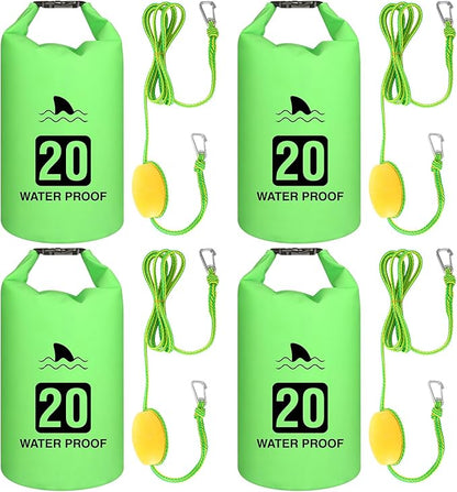 4 Set 2 in 1 Sand Anchor and Buoy Kit Floating Bag Kayak Anchor Waterproof Dry Bag for Lake Beach Boats Watercrafts Hiking Camping Water Sports Surfing Tubing Kayaking(Green)