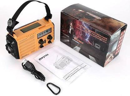 Raynic Weather Radio, 5000mAh/18500mWh NOAA Weather Radio, Solar Hand Crank Emergency Radio with AM/FM/SW/NOAA Weather Alert, Flashlight, Reading Lamp, Cell Phone Charger and SOS Siren