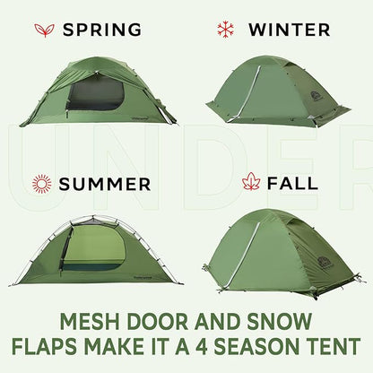 1/2 Person Backpacking Tent for 4-Season - Winter Waterproof Tent for One Person, Lightweight Camping Tent for Backpacking, Easy Set Up Cold Weather Tent by Underwood Aggregator