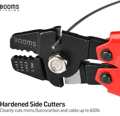 Booms Fishing CP1 Fishing Crimping Pliers, High Carbon Steel Fishing Plier Wire Rope Leader Crimping Tool, 10 inch Crimpers Swager with Ergonomic Handle
