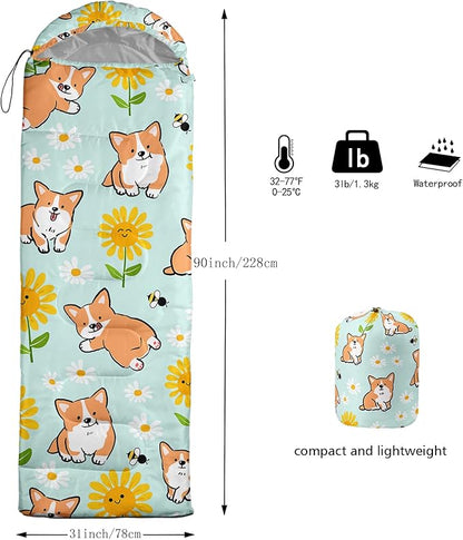 QOOMO Camping Sleeping Bags,3 Season Warm & Cool Weather,Lightweight,Waterproof Sleeping Bags for Adults & Kids,Traveling,and Outdoors,Camping Gear Equipment