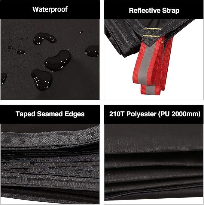 REDCAMP 14'x9' Ultralight Tent Footprint, PU 2000 Waterproof Camping Tent Tarp with Drawstring Carrying Bag for Ground Camping Hiking (173"x108" UL Black)