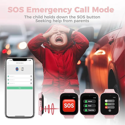 4G Kids Watch, Smart Watch for Kids GPS Tracker with SIM Card, Texting, Camera, Two-Way Calling, School Mode, SOS, Games, Best for Kids Aged 3-12, Ideal Gift for Kids