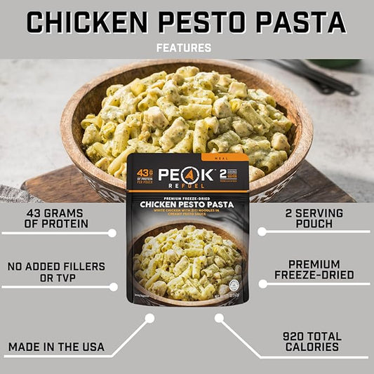 Peak Refuel Chicken Pesto Pasta | Freeze Dried Backpacking and Camping Food | Amazing Taste | High Protein | Real Meat | Quick Prep Meals