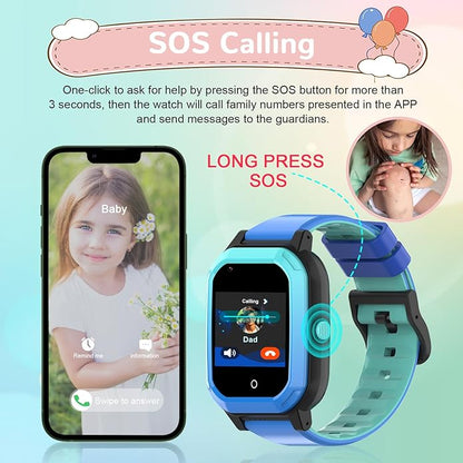 Wonlex GPS Smart Watch for Kids, 4G Smartwatch with SIM Card, 1.4" Phone Watch with Video Calls, Voice Chat, SOS, Camera, Pedometer, Alarm, Games for Boys Girls Aged 3-12 Years Old