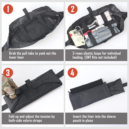 WYNEX Tactical First Aid Drop Dump Pouch, Medical Trauma Roll Up Drop Pouch EMT IFAK Sub Abdominal Carrying Bag with Hook-N-Loop for Chest Rig Vest