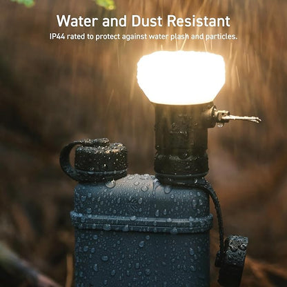 ELECOM NESTOUT Outdoor Camping LED Lantern w/ Mini Tripod, Dimmable USB Powered Soft LED Light, IP44 Water Dust Resistant, 10-350 Lumen, Portable Lamp for NESTOUT Power Bank, Beige (LAMP-1)