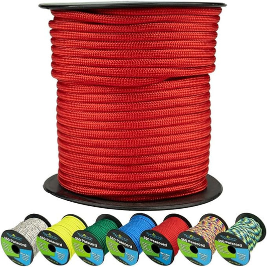 West Coast Paracord 550lb Paracord Spools – 7 Strand Type III Tactical Parachute Cord for Hiking, Camping, and Fishing – Imperial Red (1,000 ft)