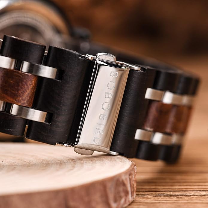BOBO BIRD S18-1 Personalized Engraved Wood Watch Customized Wooden Watches for Husband Boyfriend Birthday Anniversary